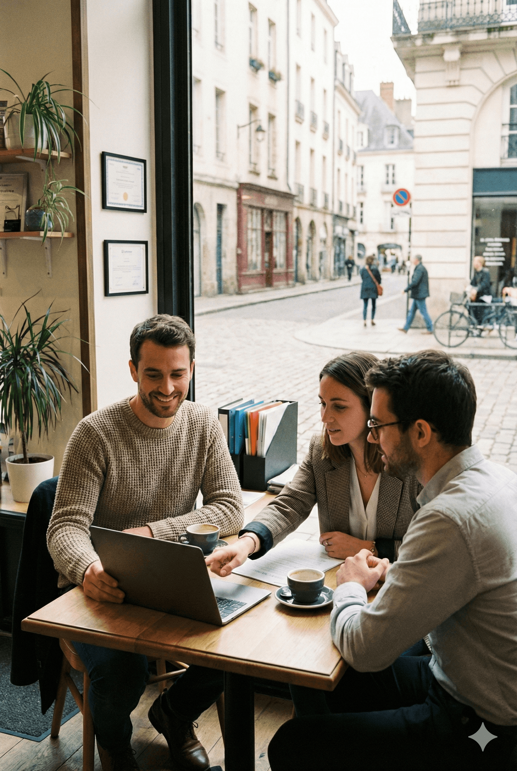 Consultant en séance de conseil avec des clients